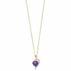 Brand new 😉 Unbranded 14k Gold Over Silver Amethyst & Lab-Created White Sapphire Heart Pendant Necklace 🎁