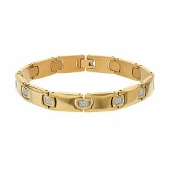 Best deal ✔️ Unbranded Men's Gold Tone Stainless Steel 1/4 Carat T.W. Diamond Bracelet 🔔
