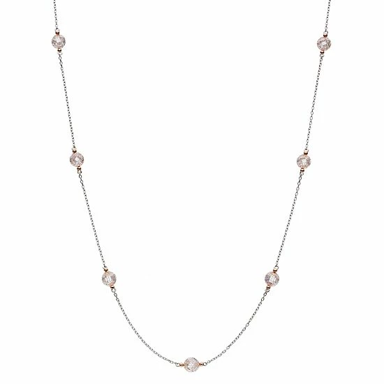 Best Pirce โจ Unbranded Sterling Silver Cubic Zirconia Mesh Bead Station Necklace ๐