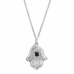 Cheap ✔️ Unbranded Sterling Silver 1/8 Carat T.W. Black & White Diamond Hamsa Pendant ✨