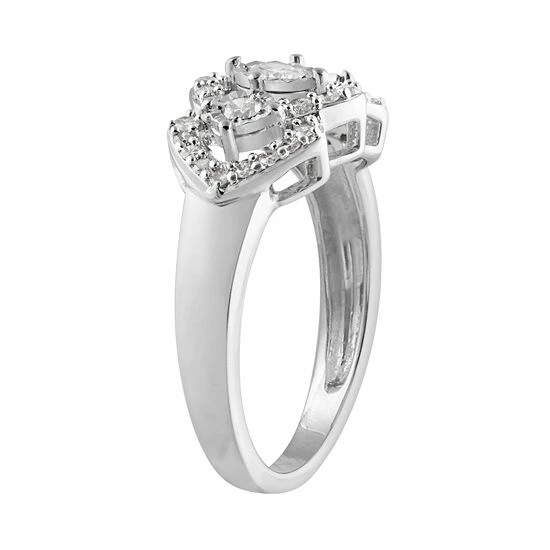 Promo ๐ Unbranded 10k White Gold 1/2 Carat T.W. Diamond 3-Stone Halo Ring ๐ - Image 2