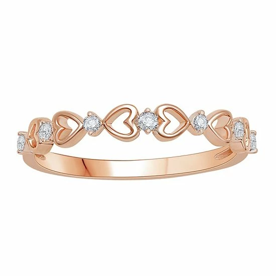 Cheapest ๐ Unbranded 10k Rose Gold 1/10 Carat T.W. Diamond Heart Stackable Ring ๐งจ