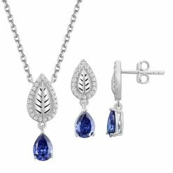 New 🛒 Unbranded Sterling Silver Cubic Zirconia Dangle Earring & Pendant Necklace Set ⌛