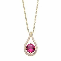 Best deal 🔥 Unbranded 14k Gold Over Sterling Silver Red Cubic Zirconia Pendant Necklace 🛒