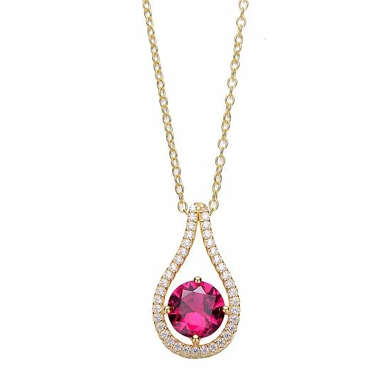 Best deal ๐ฅ Unbranded 14k Gold Over Sterling Silver Red Cubic Zirconia Pendant Necklace ๐