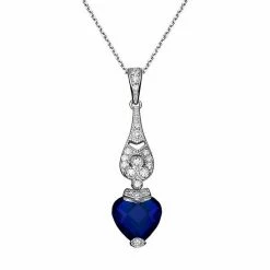 Brand new 🎉 Unbranded Sterling Silver Blue Cubic Zirconia Heart Pendant Necklace 😉