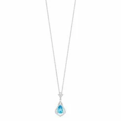 Brand new 🔥 Unbranded Sterling Silver Blue Topaz & Lab-Created White Sapphire Pendant Necklace 🔔