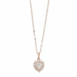 Best deal 😀 Unbranded 10k Rose Gold Cubic Zirconia Halo Heart Pendant Necklace 🔥