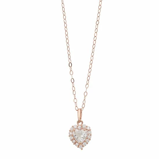 Best deal ๐ Unbranded 10k Rose Gold Cubic Zirconia Halo Heart Pendant Necklace ๐ฅ