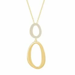 Cheap 🔔 Unbranded Sterling Silver Cubic Zirconia Double Oval Necklace 🎁