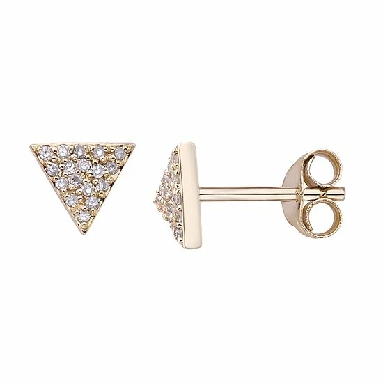 Hot Sale 🌟 Unbranded 10K Gold 1/10 Carat T.W. Diamond Triangle Earrings Yellow 🤩