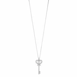 Outlet 🎁 Unbranded 👩 Women's 1/3CTW White Diamond Key Pendant In Sterling Silver With Chain 👏