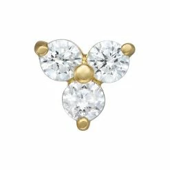 Promo ⭐ Unbranded 14k Gold Cubic Zirconia 3-Stone Belly Stud 💯