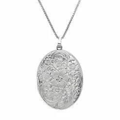 Buy 🔥 Unbranded Sterling Silver Diamond Accent Flower Oval Locket 💯