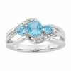 Coupon 🔔 Unbranded 10k White Gold Swiss Blue Topaz & 1/5 Carat T.W. Diamond 3-Stone Ring 👍
