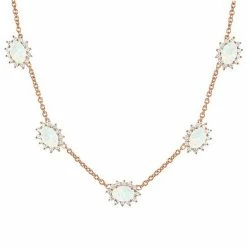 Brand new 🔥 Unbranded 14k Rose Gold Over Silver Lab-Created Opal & White Sapphire Necklace 🎉