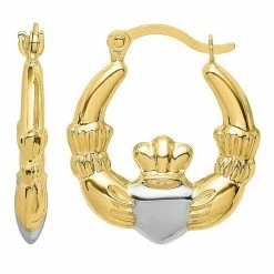 Best reviews of 🎁 Unbranded 10k Gold Two Tone Claddagh Hollow Hoop Earrings 👏