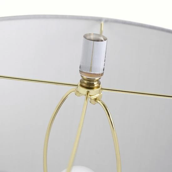 Outlet ⭐ Unbranded Transitional Satin Brass Double Ring Table Lamp With Glass Pedestal 😍 - Image 4