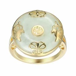 Best Pirce ❤️ Unbranded 18k Gold Over Sterling Silver Jade Statement Ring ⭐