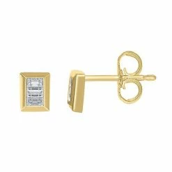 Best deal ⭐ Unbranded Sterling Silver 1/8 Carat T.W. Diamond Rectangle Stud Earrings ✨