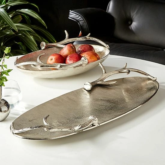 Budget โ Unbranded Set Of 2 Silver Aluminum Antler Trays ๐ - Image 3