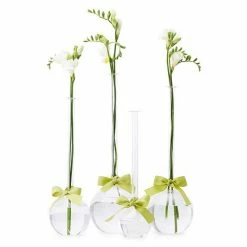 Cheap 🎉 Unbranded Set Of 4 Green Ribbon Bubble Vases ⌛