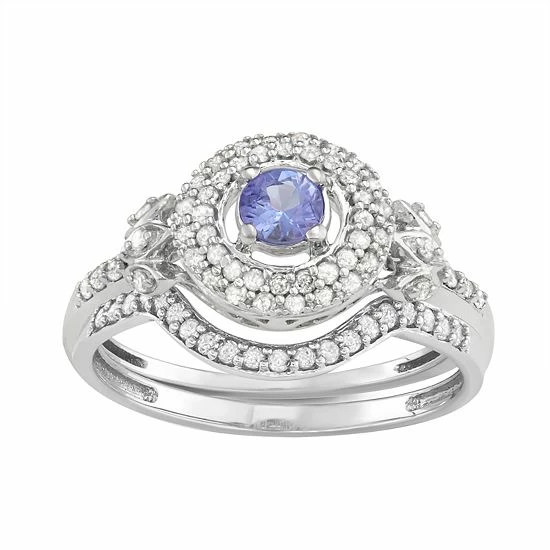 Buy 🔔 Unbranded 14k White Gold Gemstone & 5/8 Carat T.W. Diamond Engagement Ring Blue Sapphire 🔥 - Image 3
