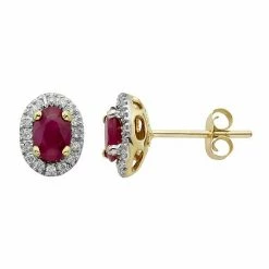 Hot Sale 🌟 Unbranded 14k Rose Gold 1/6 Carat T.W. IGL Certified Diamond & Ruby Oval Earrings 🔔