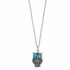 Promo 💯 Unbranded Sterling Silver Genuine Stabilized Turquoise Owl Pendant Necklace 💯