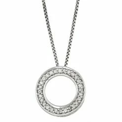 Wholesale 🔥 Unbranded Sterling Silver 1/6 Carat T.W. Diamond Circle Pendant Necklace 😉