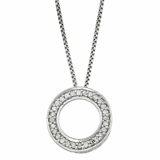 Wholesale ๐ฅ Unbranded Sterling Silver 1/6 Carat T.W. Diamond Circle Pendant Necklace ๐