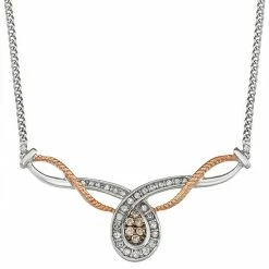 Best deal 🌟 Unbranded Two Tone Sterling Silver 1/3 Carat T.W. Diamond V Necklace 🛒