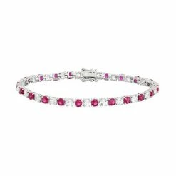 Wholesale 🤩 Unbranded Sterling Silver Lab-Created Ruby & White Sapphire Tennis Bracelet 🔥