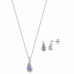Coupon 🧨 Unbranded Sterling Silver Tanzanite & White Topaz Pendant & Earring Set ❤️