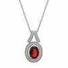 Deals ⌛ Unbranded Sterling Silver 1/10 Carat T.W. Diamond & Garnet Oval Pendant ✔️