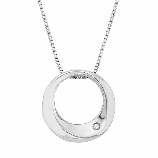 Brand new ๐ Unbranded Sterling Silver Diamond Accent Circle Pendant Necklace ๐ฏ