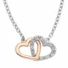 Coupon 🔥 Unbranded 1/8 Carat T. W. Diamond Sterling Silver Two Tone Double Heart Necklace ✨