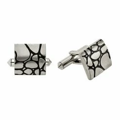 New 💯 Unbranded Men's Titanium Brushed Black Enamel Cufflinks 🛒