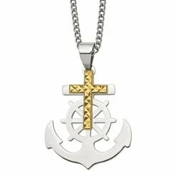 Buy 🎉 Unbranded Men's Stainless Steel Cross & Anchor Pendant Necklace ✨