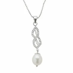 New 😀 Unbranded Sterling Silver Freshwater Cultured Pearl Twist Pendant 🥰