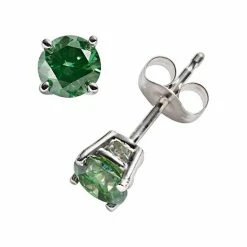 Wholesale 🧨 Unbranded 10k White Gold 1-ct. T.W. Green Round-Cut Diamond Solitaire Stud Earrings 🌟
