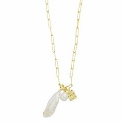 Promo 🤩 Unbranded 14k Gold Over Silver Cultivated Freshwater Pearl Charm Necklace ✔️