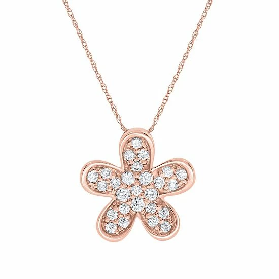 Best deal ๐ Unbranded Sterling Silver 1/6 Carat T.W. Diamond Flower Pendant Necklace ๐ - Image 2