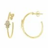 Discount ⭐ Unbranded Sterling Silver 1/8 Carat T.W. Diamond Hamsa Hand Hoop Earrings 🛒
