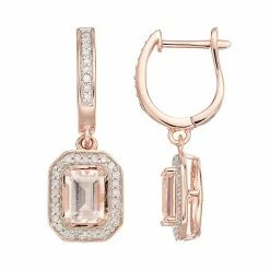 Top 10 ⭐ Celebration Gems 14k Rose Gold Over Silver Morganite & 1/3 Carat T.W. Diamond Halo Drop Earrings ❤️
