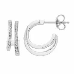 Best deal 🎁 Unbranded Sterling Silver Diamond Accent Mini Hoop Earrings ⭐