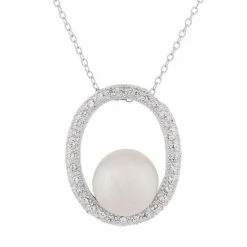 Promo ❤️ Unbranded Sterling Silver Freshwater Cultured Pearl Oval Pendant 🛒