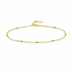 Cheap 😉 Unbranded 14k Gold Textured Bead Adjustable Station Anklet 👏