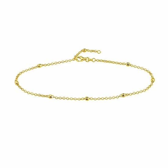 Cheap ๐ Unbranded 14k Gold Textured Bead Adjustable Station Anklet ๐