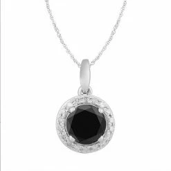Hot Sale ✔️ Unbranded 10k White Gold Black & White Diamond Round Halo Pendant Necklace 1.5 Cttw 🧨